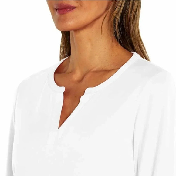 Orvis Womens’ Pima Cotton ¾ Sleeve Split Neck Top - Picture 2 of 7